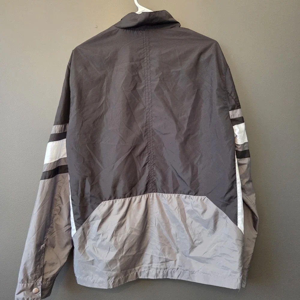 LON NYC Across The Pond Men's L Jacket Black White Gray Windbreaker Full Zip EUC - Picture 4 of 6
